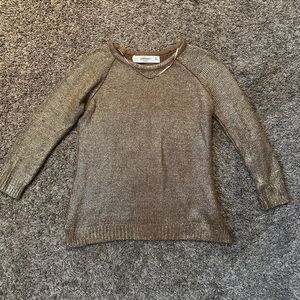 Zara Gold Metallic Crew Neck Sweater